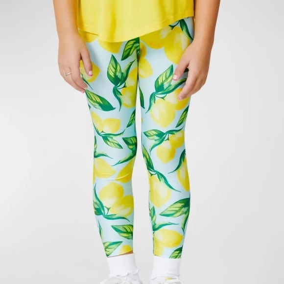 Terez Girl's Aqua Lemon Spritz Leggings sz 14 - Picture 1 of 11